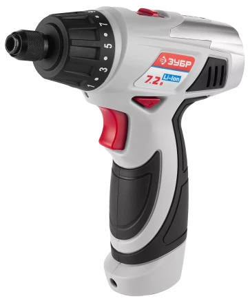 Шуруповерт ЗУБР 2-х скор,Li-Ion,реверс,15+1,зарядка 3-5ч,10мм,0-160 и 0-320об/мин,1,5А/ч,7,2В,набор бит,в блистере ЗДА-7.2-Ли Б купить в Нефтеюганске
