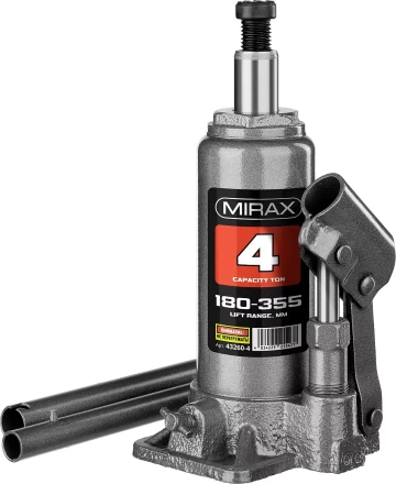 Домкрат гидравлический бутылочный, 4т, 180-355 мм, MIRAX 43260-4 43260-4 купить в Нефтеюганске