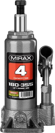 Домкрат гидравлический бутылочный, 4т, 180-355 мм, MIRAX 43260-4 43260-4 купить в Нефтеюганске
