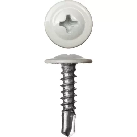 Саморезы ЗУБР с прессшайбой и сверлом по листовому металлу до 2мм, окрашенные в RAL-9003, PH2, 4,2х25мм, 400шт 300211-42-025-9003 купить в Нефтеюганске