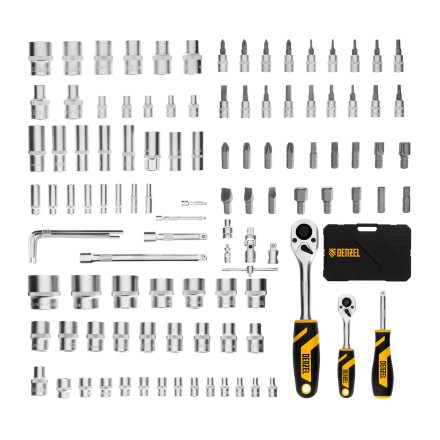 Набор инструментов Denzel 15814, 1/2&quot;, 1/4&quot;, CrV, S2, пластиковый кейс, 109 предметов купить в Нефтеюганске