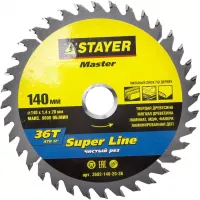 Диск пильный "SUPER-Line" по дереву, 140x20мм, 36T, STAYER 3682-140-20-36