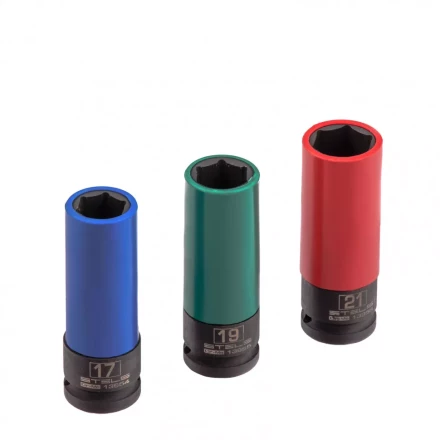 Набор головок ударных 6-гранных удлиненных для колесных дисков 17 19 21 мм 1/2" 3 предмета Stels 13953 купить в Нефтеюганске