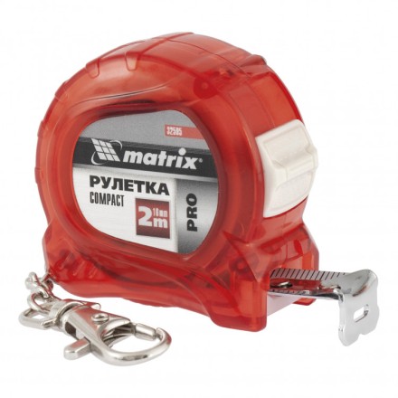 Рулетка Compact 2 м x 16 мм компактный размер карабин-держатель PRO Matrix 32595 купить в Нефтеюганске