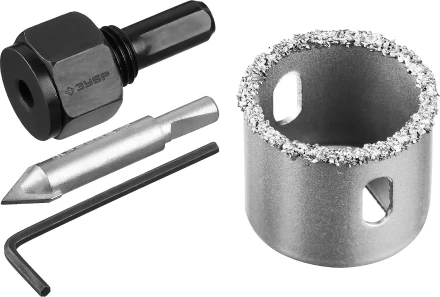 Коронка-чашка ЗУБР &quot;ПРОФЕССИОНАЛ&quot; c карбид-вольфрамовым нанесением, 32 мм, высота 25 мм, в сборе с державкой и сверлом 33360-032_z01 купить в Нефтеюганске