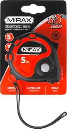 Рулетка MIRAX, 3 стопора, двухкомпонентный пластиковый корпус, 5мх19мм 34013-05-19 купить в Нефтеюганске