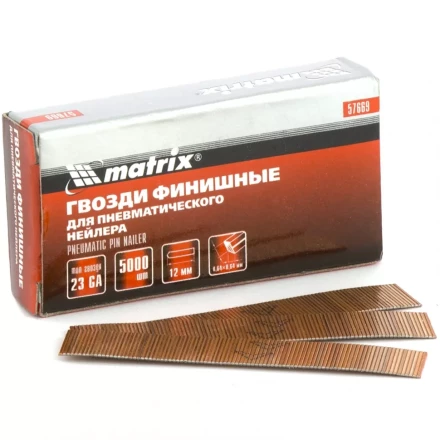 Гвозди финишные шпильки 23GA для пн. нейлера финишного диам. 0,64 мм длина -15 мм,5000 шт MATRIX 57671 купить в Нефтеюганске