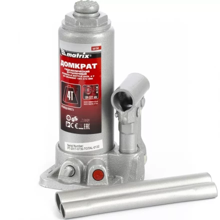 Домкрат гидравлический бутылочный 4 т h подъема 194–372 мм в пласт. кейсе MTX 507549 купить в Нефтеюганске