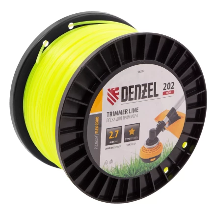 Леска для триммера звезда, 2,7мм х 202м, на DIN катушке FLEX CORD// Denzel 96287 купить в Нефтеюганске