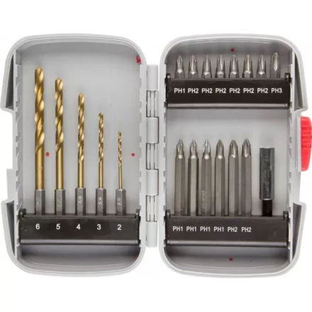 Набор ЗУБР &quot;МАСТЕР&quot;: Насадки для шуруповерта и дрели, биты, биты-сверла, адаптер, 20 предметов 26056-H20 купить в Нефтеюганске