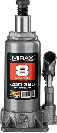 Домкрат гидравлический бутылочный, 8т, 200-385 мм, MIRAX 43260-8 43260-8 купить в Нефтеюганске