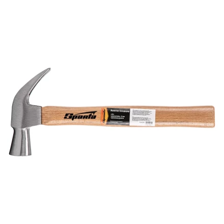 Молоток-гвоздодер, 650 г Sparta, боек 32 мм, деревянная рукоятка, 104235 купить в Нефтеюганске