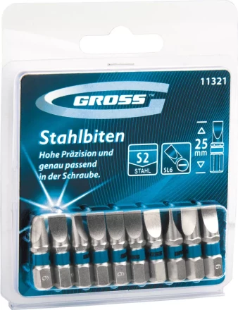 Набор бит РZ2х25, сталь S2, 10шт GROSS 11340 купить в Нефтеюганске