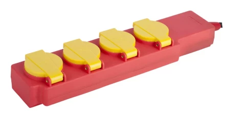 Удлинитель силовой &quot;СТРОИТЕЛЬ&quot;, 5 м, 3500 Вт, 4 гнезда, с крышками, ПВС 3x1 мм2 СВЕТОЗАР SV-55044-5 купить в Нефтеюганске