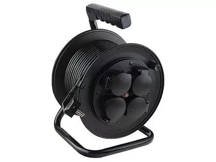 Удлинитель силовой на кабельной катушке, 3*1,5мм*25м, 4 розетки с крышкой, 16A, IP44, STERN 95707 купить в Нефтеюганске