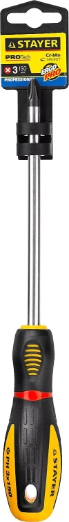 Отвертка STAYER "PROFI" "PROTech", двухкомп рукоятка, намагниченная, Cr-Mo, PH3x150мм 25132-3-15_z02 купить в Нефтеюганске
