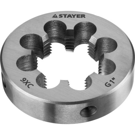 Плашка круглая ручная STAYER &quot;MASTER&quot;, сталь 9ХС, для трубной резьбы G 1`` 28029-1 купить в Нефтеюганске