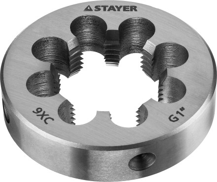 Плашка круглая ручная STAYER &quot;MASTER&quot;, сталь 9ХС, для трубной резьбы G 1`` 28029-1 купить в Нефтеюганске