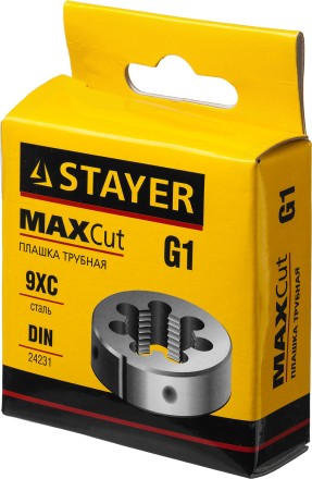 Плашка круглая ручная STAYER &quot;MASTER&quot;, сталь 9ХС, для трубной резьбы G 1`` 28029-1 купить в Нефтеюганске
