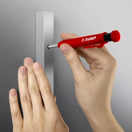 ЗУБР АСК красный, d 2,8 мм, HB, 6 сменных грифелей, автоматический карандаш (06311-3) купить в Нефтеюганске