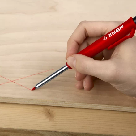 ЗУБР АСК красный, d 2,8 мм, HB, 6 сменных грифелей, автоматический карандаш (06311-3) купить в Нефтеюганске