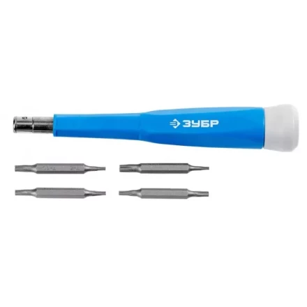 Набор ЗУБР Отвертка &quot;ЭКСПЕРТ&quot; для точных работ,CR-V,сменные двусторонние биты TORX, 5предметов 25621-H5 купить в Нефтеюганске