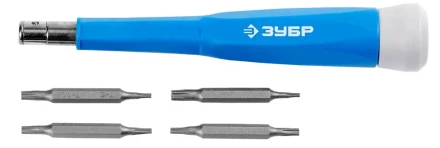 Набор ЗУБР Отвертка &quot;ЭКСПЕРТ&quot; для точных работ,CR-V,сменные двусторонние биты TORX, 5предметов 25621-H5 купить в Нефтеюганске