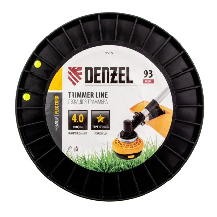 Леска для триммера звезда, 4,0мм х 93м, на DIN катушке FLEX CORD// Denzel 96289 купить в Нефтеюганске