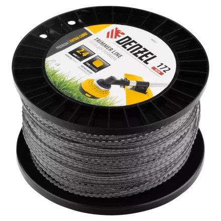 Леска для триммера двухкомпонентная зубчатый квадрат, 2,4мм х 172м, на DIN кат. EXTRA CORD// Denzel 96827 купить в Нефтеюганске