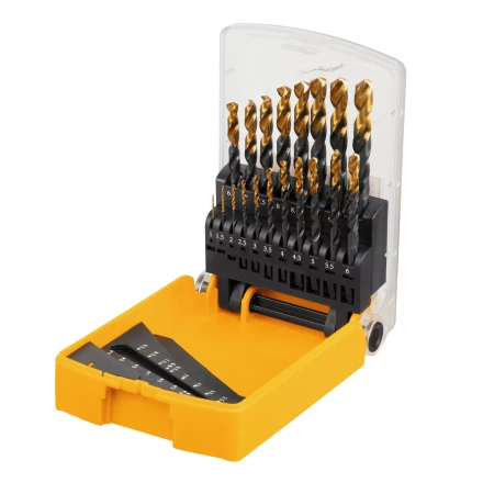 Набор сверл по металлу, 1-10 мм, HSS-Tin, Golden Tip, 19 шт Denzel 72321 купить в Нефтеюганске