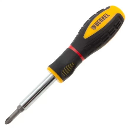 Отвертка комбинированная Denzel, SL3/16"-PH1, SL1/4"-PH2, 3-х компонентная рукоятка, 7713381 купить в Нефтеюганске