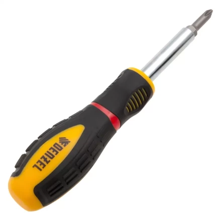 Отвертка комбинированная Denzel, SL3/16"-PH1, SL1/4"-PH2, 3-х компонентная рукоятка, 7713381 купить в Нефтеюганске