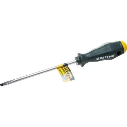 Отвертка KRAFTOOL, Cr-Mo-V закалённый стержень, двухкомпонентная противоскользящ рукоятка, SL 6,5x1,2x150мм 25007-6.5-150 купить в Нефтеюганске