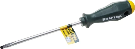 Отвертка KRAFTOOL, Cr-Mo-V закалённый стержень, двухкомпонентная противоскользящ рукоятка, SL 6,5x1,2x150мм 25007-6.5-150 купить в Нефтеюганске