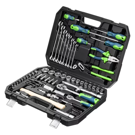 Набор инструментов Сибртех 13394, 1/2&quot;, 1/4&quot;, пластиковый кейс 76 предметов купить в Нефтеюганске