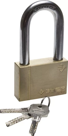 Замок ЗУБР &quot;ЭКСПЕРТ&quot; навесной, латунный корпус, классическая форма, удлиненная закаленная дужка, 70мм 37299-70-1 купить в Нефтеюганске