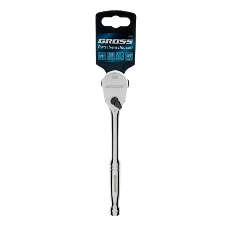 Ключ-трещотка 3/8&quot; Gross 14051, CrV, 120 зубьев, цельнометаллический, хром купить в Нефтеюганске