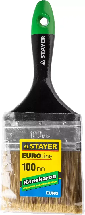 STAYER “KANEKARON-EURO”. Кисть плоская, искусственная щетина, деревянная ручка, 100мм 0106-100 купить в Нефтеюганске