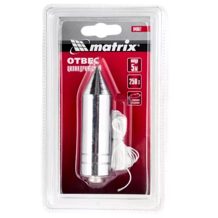 Отвес цилиндрический 250 г шнур 5 м Matrix 84887 купить в Нефтеюганске