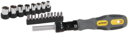 Набор STAYER Отвертки &quot;MAX-GRIP&quot;, Cr-V, реверсивно-рычажная, 20 предметов 2585-H20 G купить в Нефтеюганске