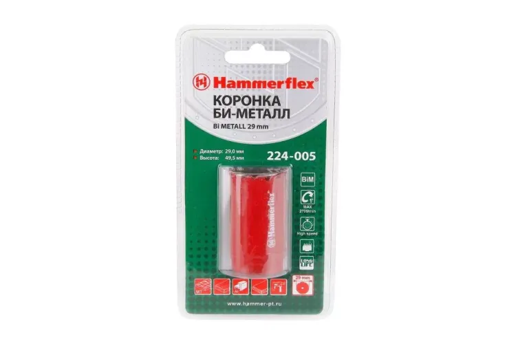 Коронка биметаллическая HAMMER Ф29х38мм 5/8" BiMETALL (224-005) купить в Нефтеюганске