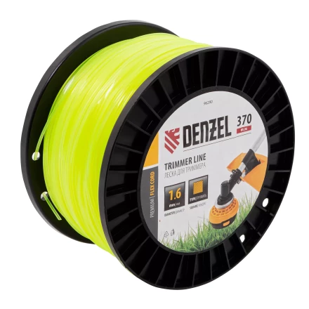 Леска для триммера квадрат 1,6мм х 370м, на DIN катушке FLEX CORD// Denzel 96290 купить в Нефтеюганске