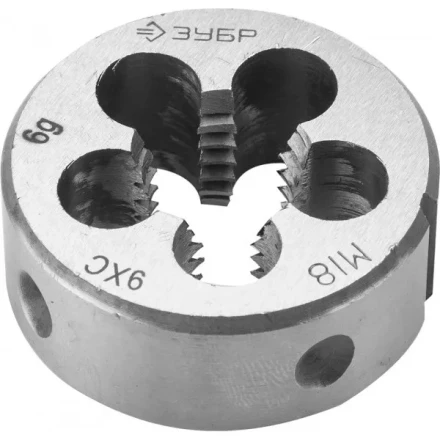 Плашка ЗУБР &quot;МАСТЕР&quot; круглая ручная для нарезания метрической резьбы, мелкий шаг, М18 x 2,0 4-28022-18-2.0 купить в Нефтеюганске