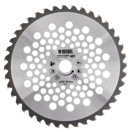 Диск для триммера Denzel, 255 х 25,4  40 зубьев, 96381 купить в Нефтеюганске