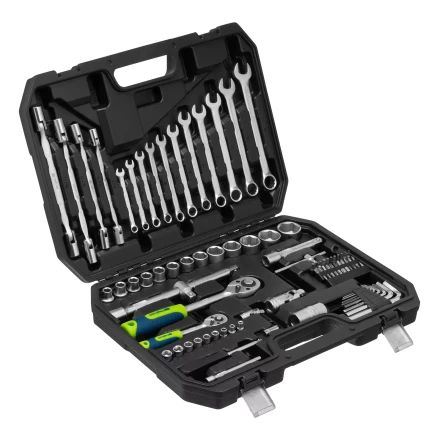 Набор инструментов Сибртех 13396 , 1/2&quot;, 1/4&quot;, пластиковый кейс 89 предметов купить в Нефтеюганске