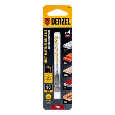 Сверло универсальное, Multi cut, 4 мм Denzel 706005 купить в Нефтеюганске