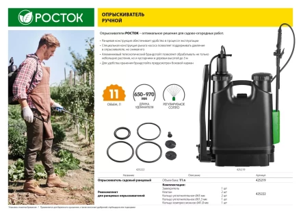 Ремкомплект для ранцевых опрыскивателей, РОСТОК 425222, для арт. 425216 и 425219 425222 купить в Нефтеюганске