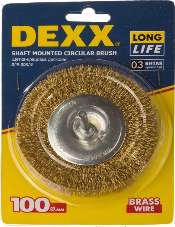DEXX. Щетка дисковая для дрели, витая стальная латунированная проволока 0,3мм, 100мм 35110-100 купить в Нефтеюганске