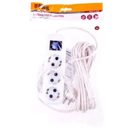 Удлинитель бытовой с заземлением и выключателем 5 м 3 розетки 10 A серия УХз10 Denzel 95973 купить в Нефтеюганске