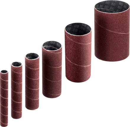 ЗУБР набор 6 шт: 13, 19, 26, 38, 51, 76 мм, высота 115 мм, Р80, втулки шлифовальные для станка СШО-500 МАСТЕР (35649-H6-80) купить в Нефтеюганске